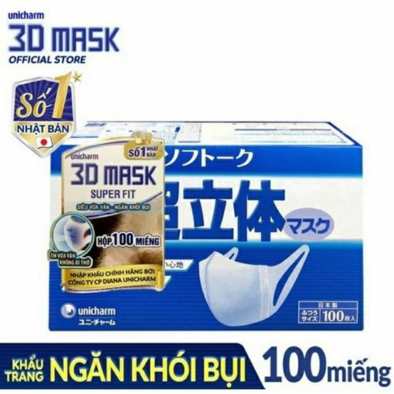 Khẩu Trang 3D Mask SUPER Fit hộp 100M