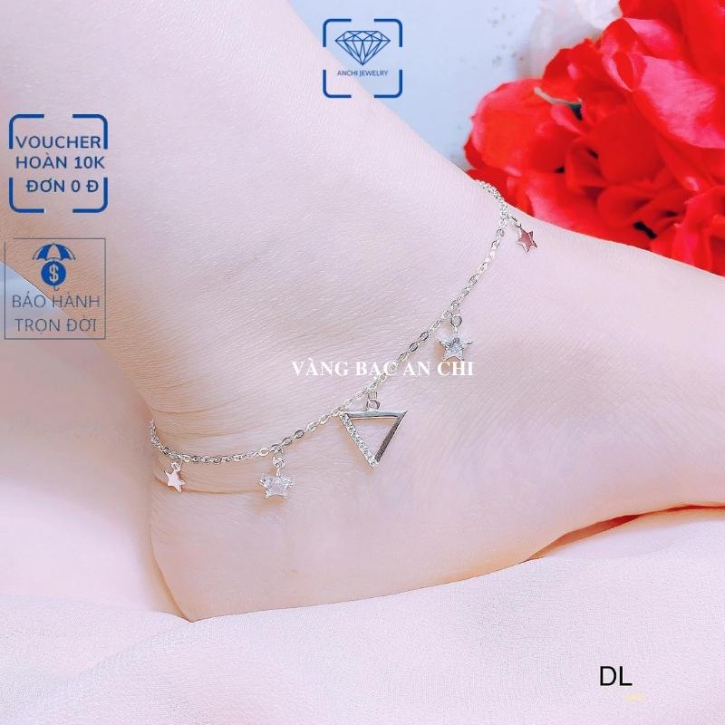 Lắc chân nữ bạc ta mix chuông , chuồn chuồn , túi tiền , quả lắc , bông hoa , ngôi sao, Anchi jewelry