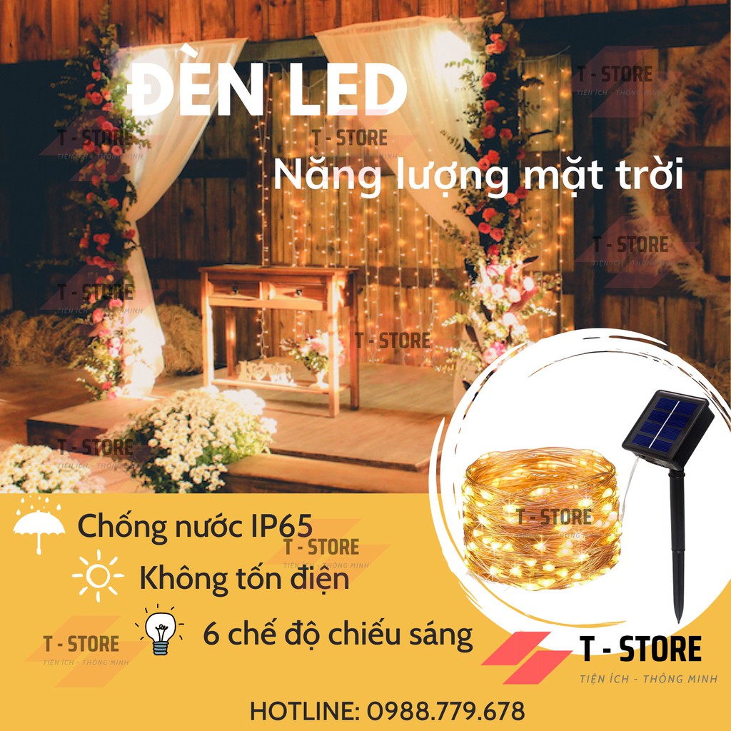 Dây Đèn LED Đom Đóm Năng Lượng Mặt Trời 20 Bóng,Chống Nước Trang Trí Ban Công, Sân Vườn, Cây cảnh, Giàn hoa Trang Trí.