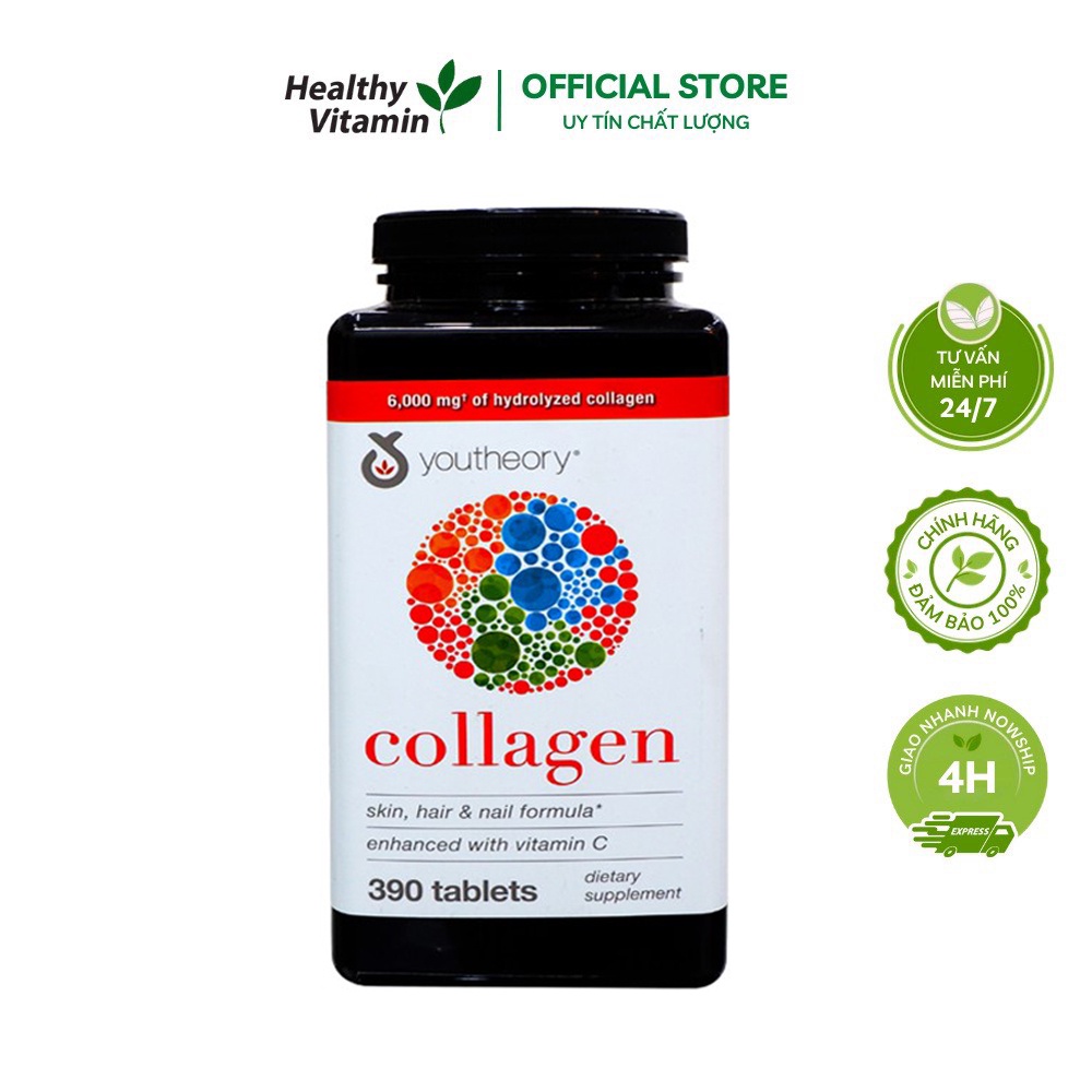 Viên uống Collagen Youtheory Type 1 2 & 3 Của Mỹ hỗ trợ làm đẹp và chống lão hóa da , 390 viên