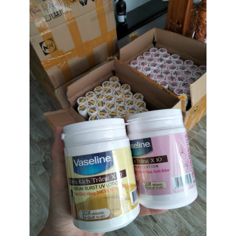 Kích Trắng Vaseline X10 Hủ 200g-Kích trắng vaselin dưỡng ẩm mềm mịn da ngày và đêm