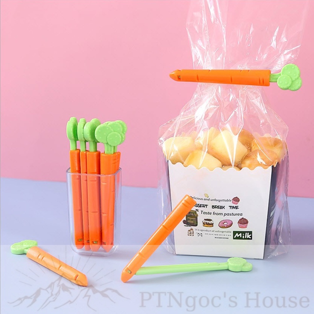 Kẹp Miệng Túi Gói Thực Phẩm CÀ RỐT - Kẹp Khóa Kín Bảo Quản Thức Ăn, Bim Bim, Gia Vị, Bánh Kẹo