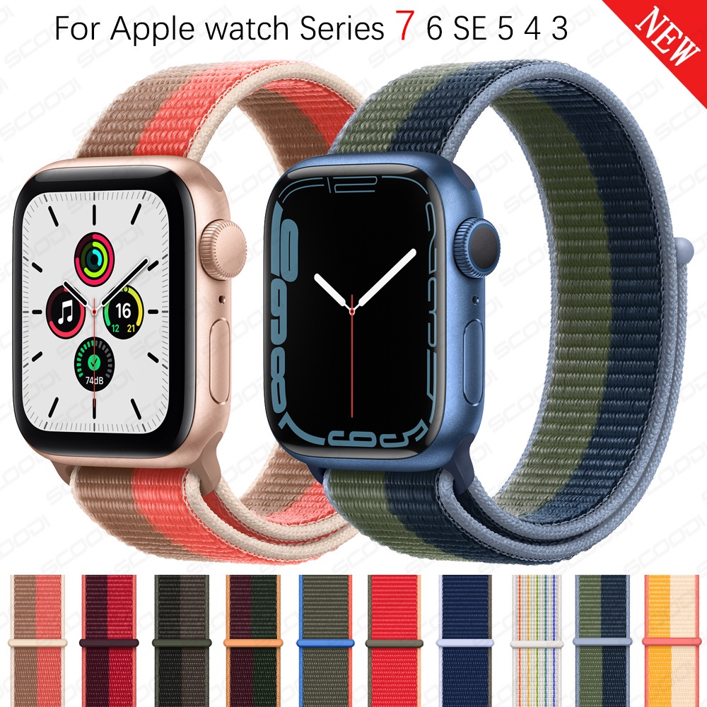 Dây Đeo Nylon Cho Đồng Hồ Thông Minh Apple Watch 38mm 40mm 42mm 44mm 41mm 45mm Series 7 6 Se 3 4 5