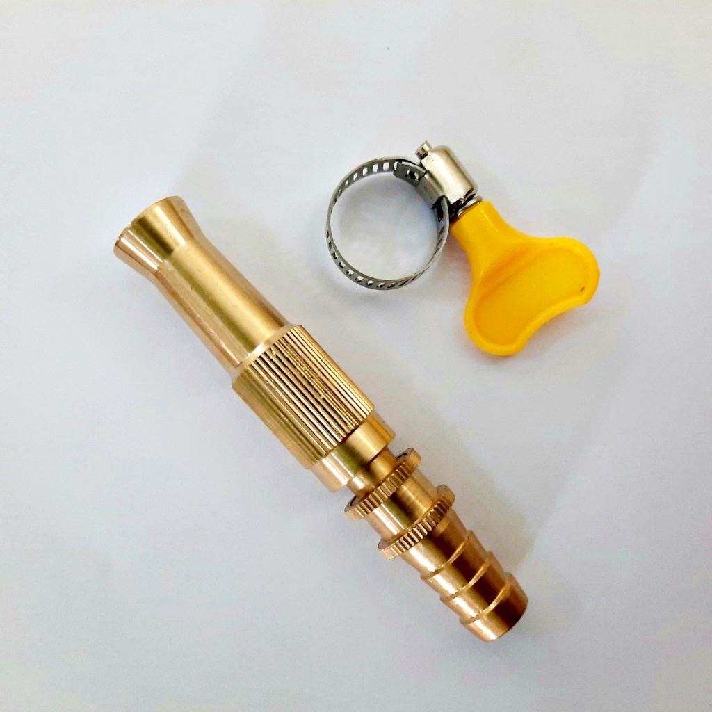 Đầu Vòi Xịt Tăng Áp Lực Nước Mini Bằng Đồng - Vòi Xịt Nước Tăng Áp Kèm Đai Siết Ống