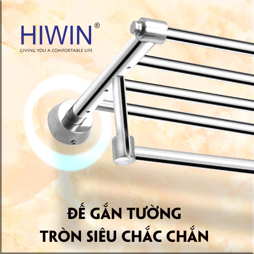 Giàn khăn, giá treo khăn nhà tắm inox 304 mặt gương kích thước 600x220x105 HIWIN Y-639