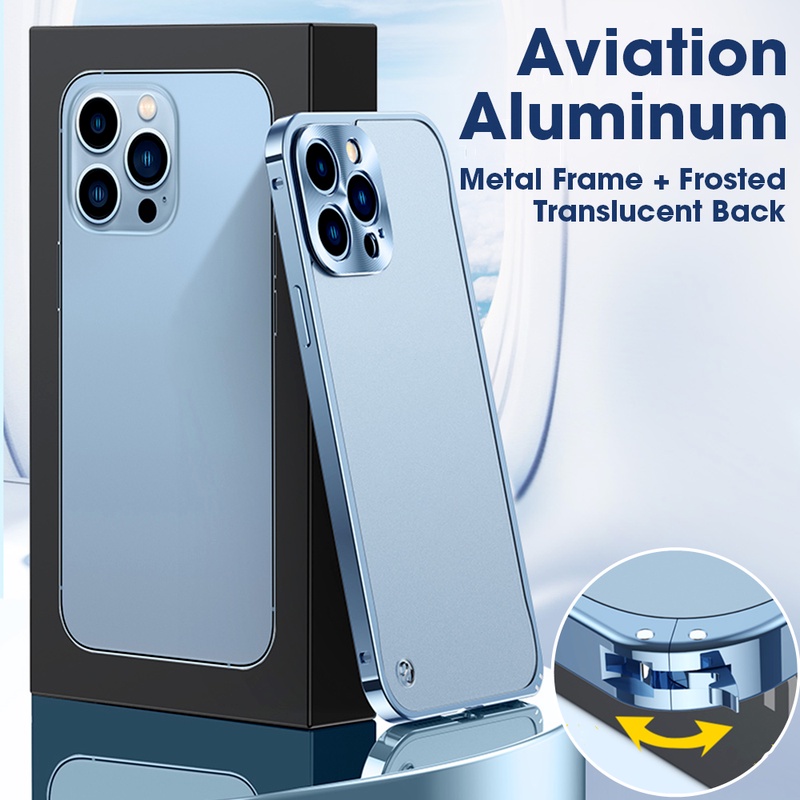 Ốp Điện Thoại Viền Kim Loại Mặt Nhám Chống Rơi/Trầy Xước Hình Vuông Thời Trang Cho iPhone 13 Pro Max