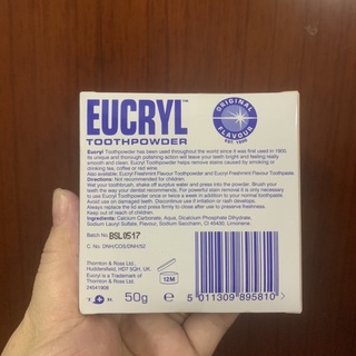 Bột đánh trắng răng Eucryl Toothpowder 50g