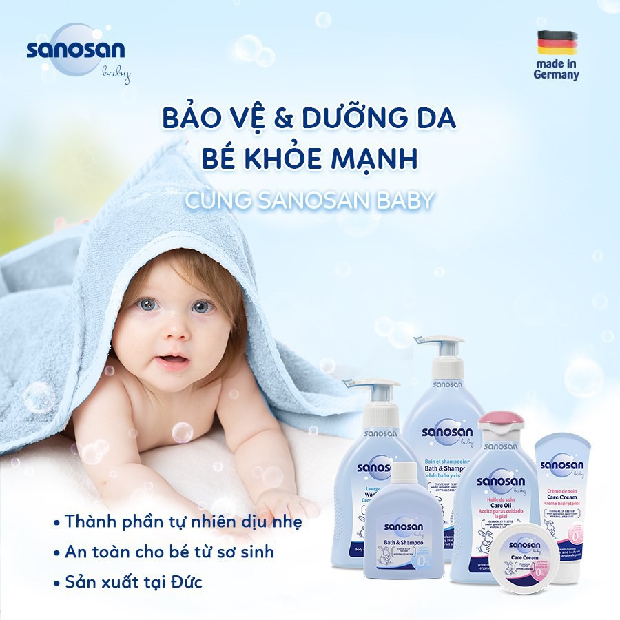 Sữa tắm gội dịu nhẹ Sanosan Baby chiết xuất olive hữu cơ 50ml