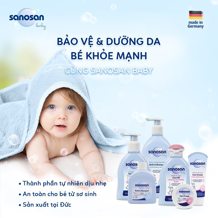 Sữa tắm gội dịu nhẹ Sanosan Baby chiết xuất olive hữu cơ 50ml