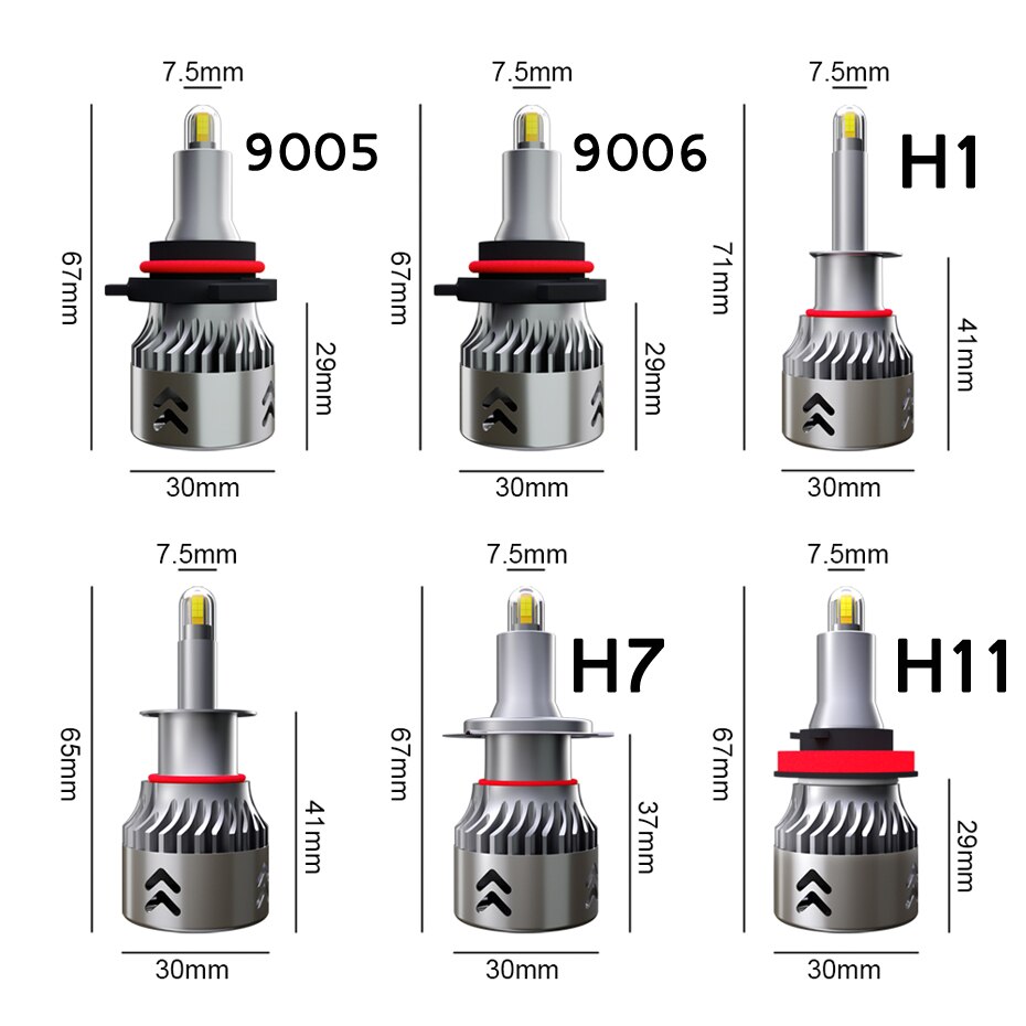 Bóng đèn LED SEAMETAL H1 H7 H11 9005 9006 12V 24V đèn pha ô tô 6000K 90W 9600LM đèn sương mù