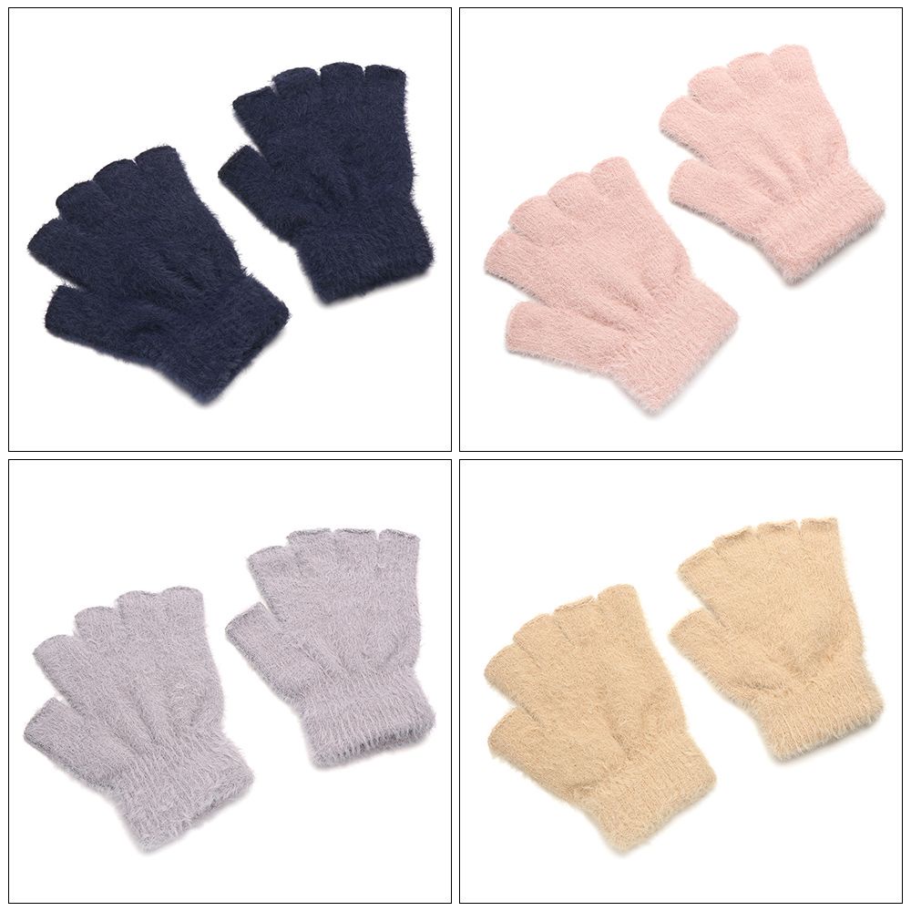1 Đôi Găng Tay Len Hở Ngón Màu Sắc Đơn Giản