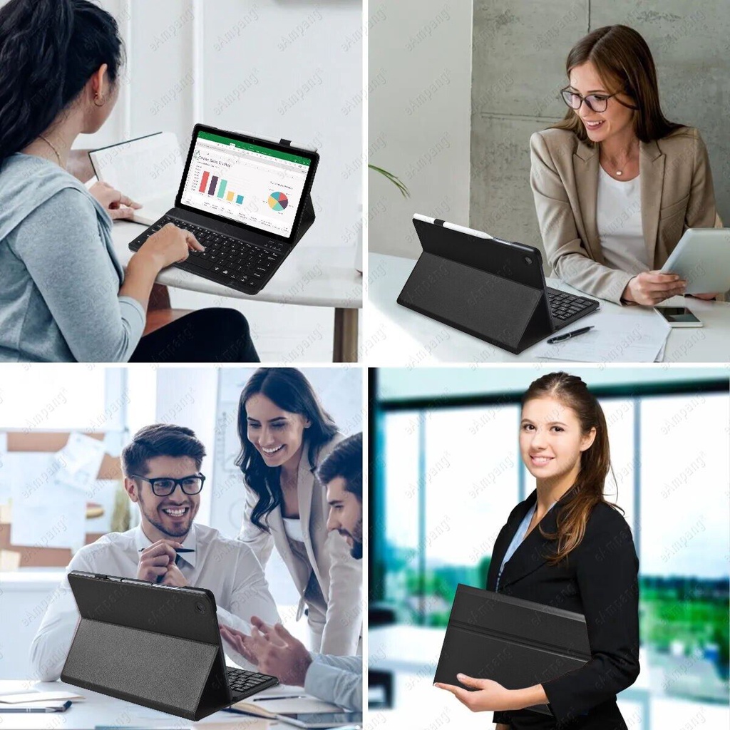 Bao Da Máy Tính Bảng PU Tích Hợp Bàn Phím Và Bàn Phím Màu Cầu Vồng Cho Samsung Galaxy Tab A8 10.5 2021 SM-X200 SM-X205 Ốp