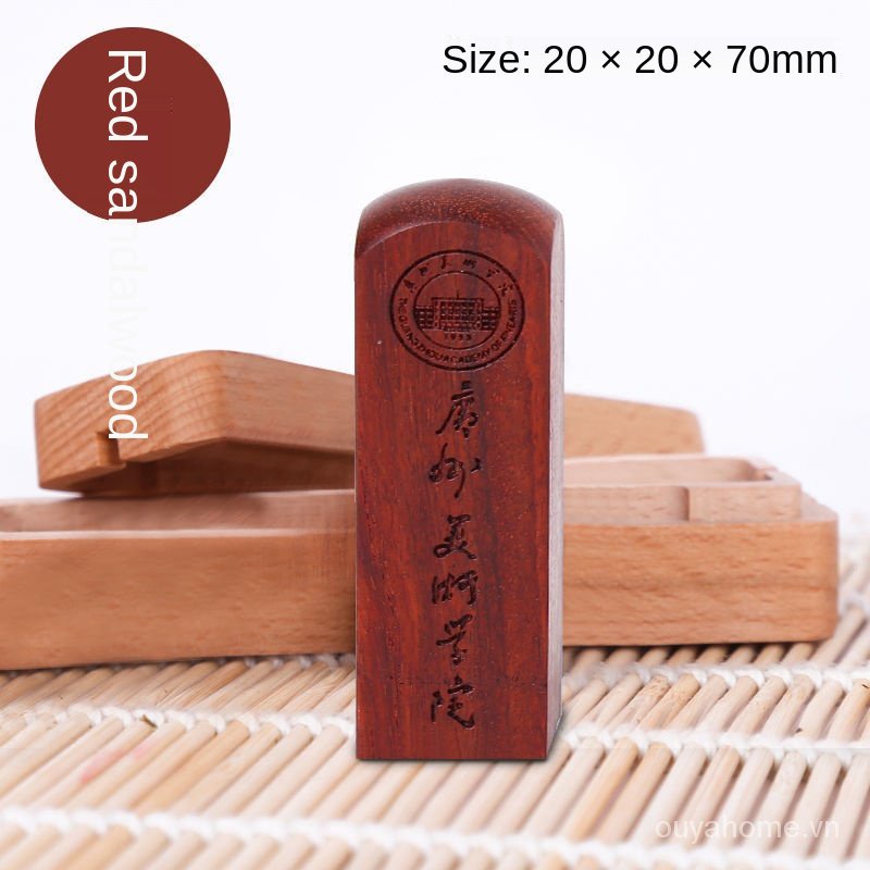 Con dấu đóng tên bằng gỗ đàn hương cứng chạm khắc chữ thư pháp sáng tạo