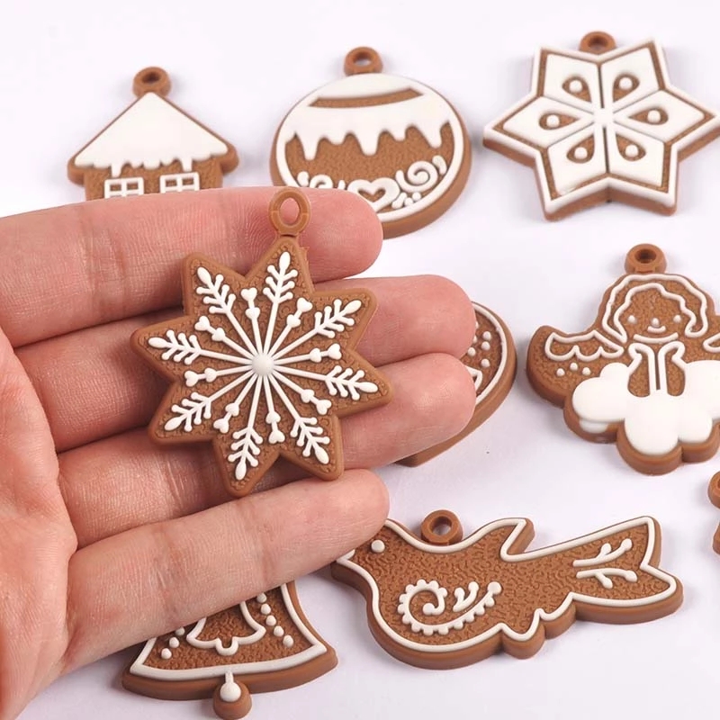 Set 11 Mô Hình Người Bánh Gừng Bằng Cao Su Mềm Trang Trí Cây Thông Giáng Sinh