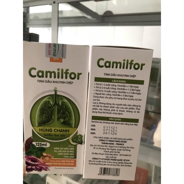 Siro Camilfor tinh dầu khuynh diệp -húng chanh- xuyên tâm liên…hỗ trợ ho, cảm lạnh