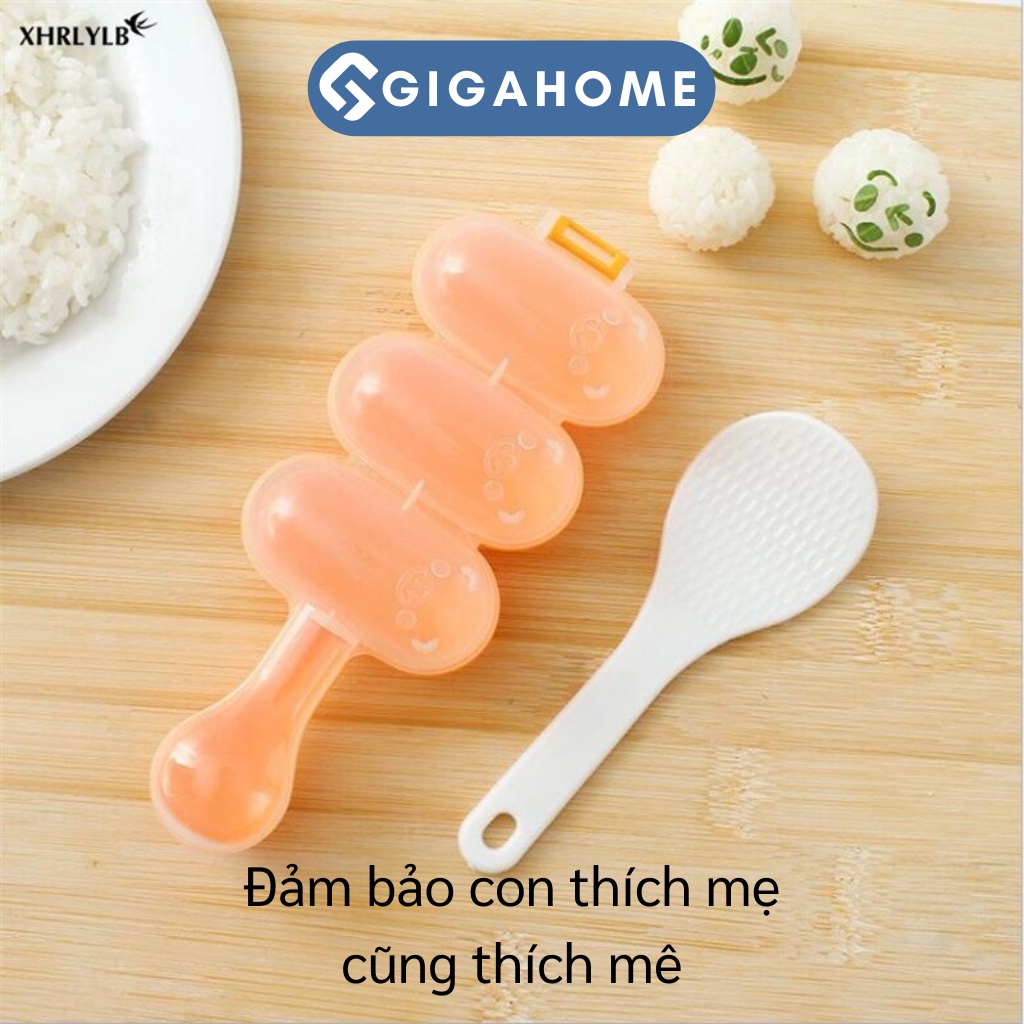Khuôn Lắc Làm Cơm Nắm, Bento Kèm Muỗng GIGAHOME Cho Bé Ăn Dặm 9600