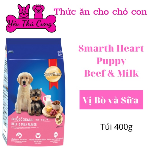 Thức Ăn Cho Chó Hạt Smartheart Adult 400g Vị Bò Dành Cho Chó Con Chó Lớn -YÊU THÚ CƯNG