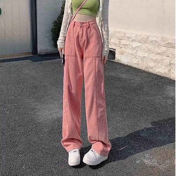 Quần Jeans Nữ Dài Ống Rộng Thời Trang Hàn Quốc Mới