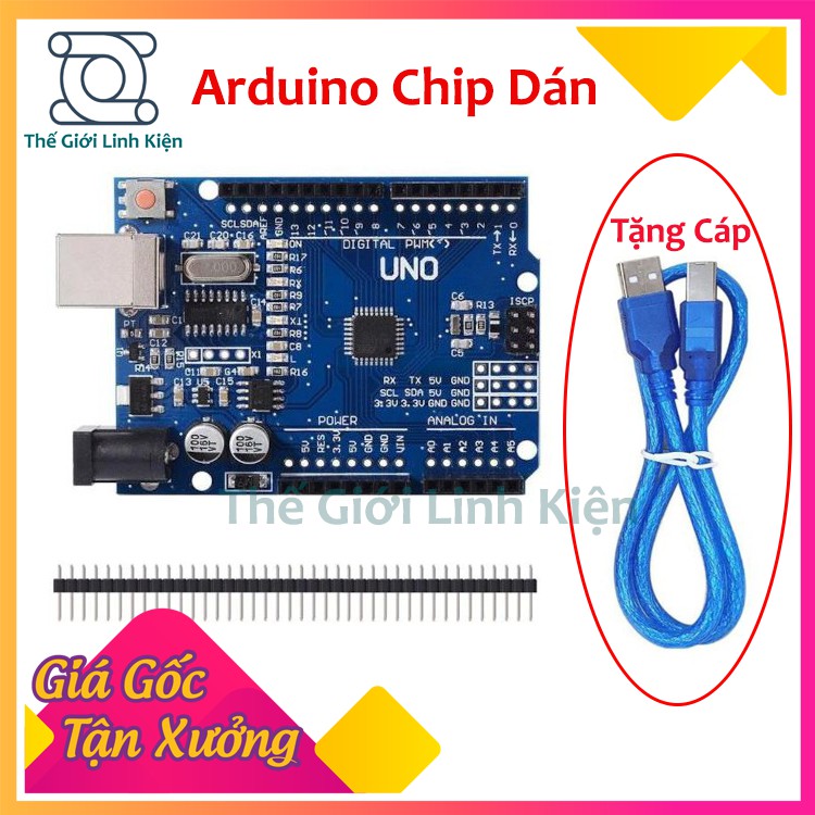 Arduino Uno R3 SMD chip Dán Kèm Cáp