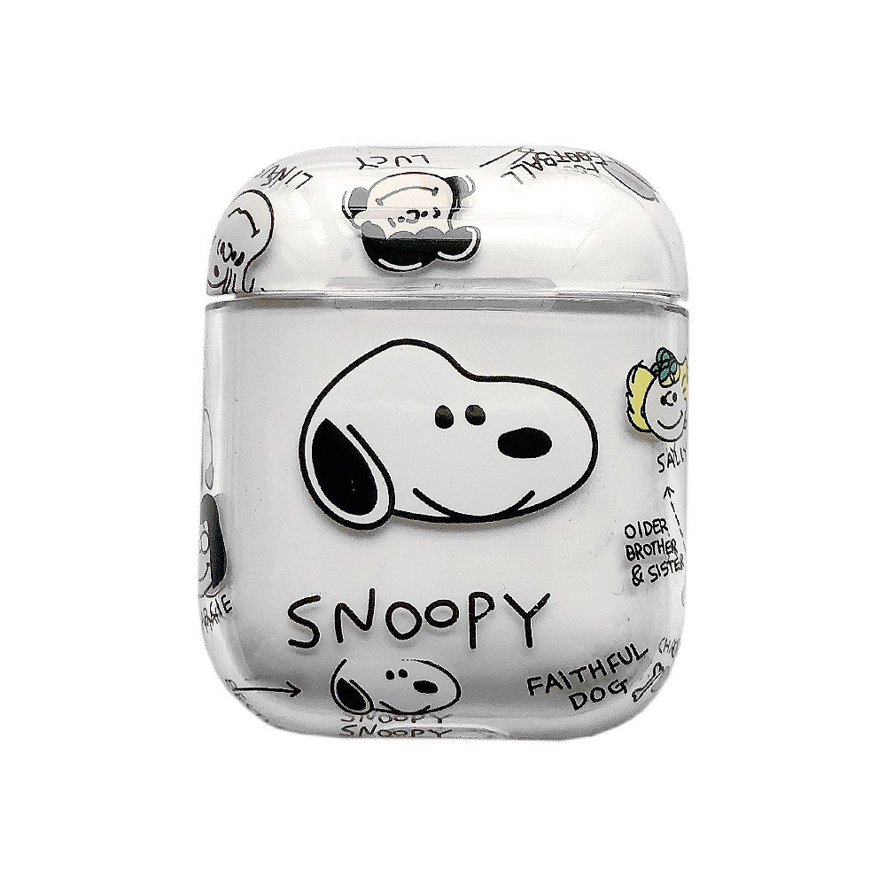 Vỏ bảo vệ hộp sạc tai nghe Apple Airpods trong suốt họa tiết Sesame Street/Snoopy hoạt hình