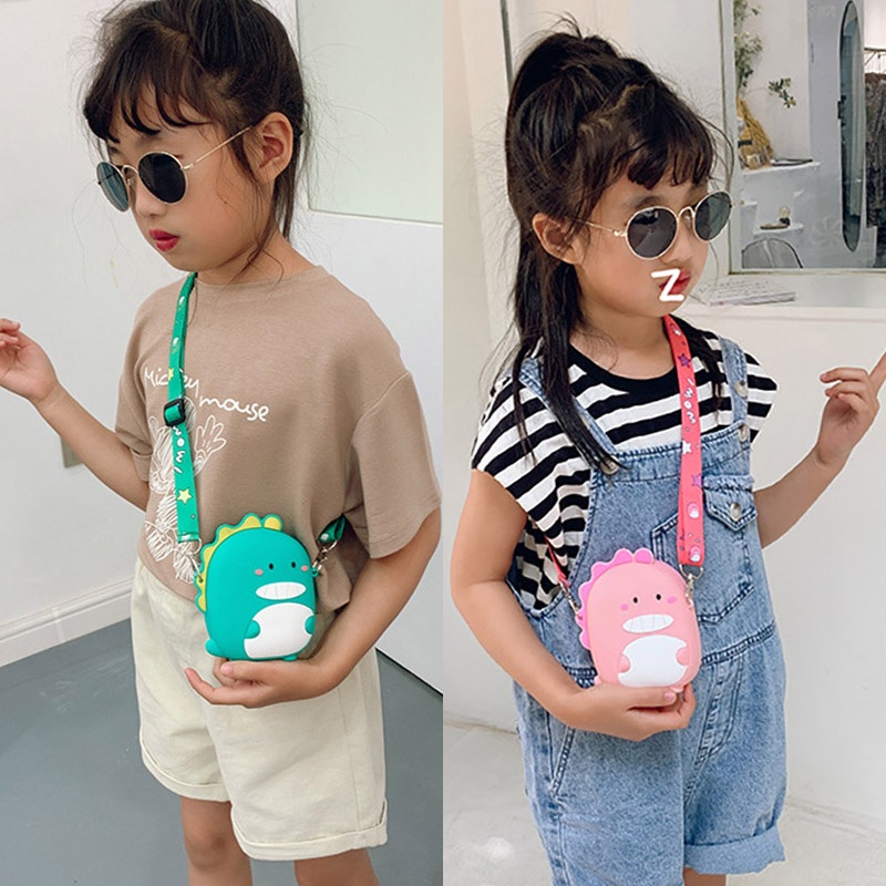 Túi Đeo Chéo Hình Khủng Long Dễ Thương Cho Bé Gái