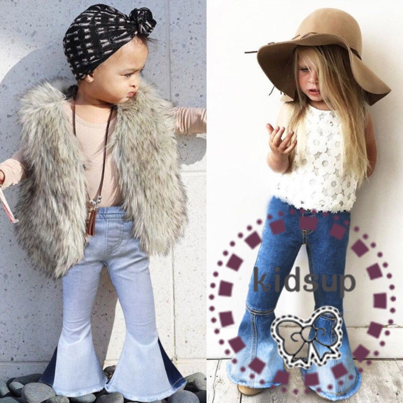 Quần jean ống loe dáng dài thời trang cho bé gái