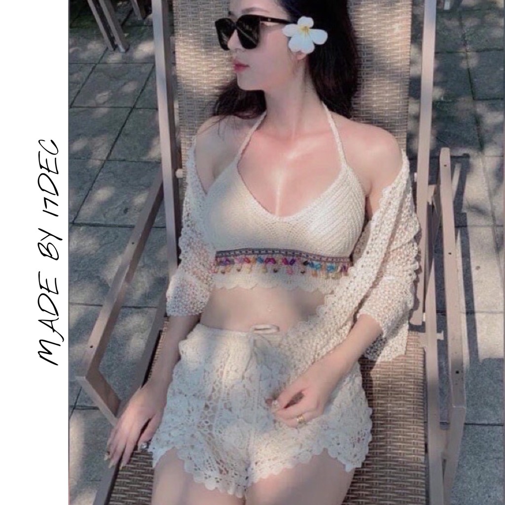 FREESHIP_ SET BIKINI ĐAN REN MÓC ĐI BIỂN 17DEC