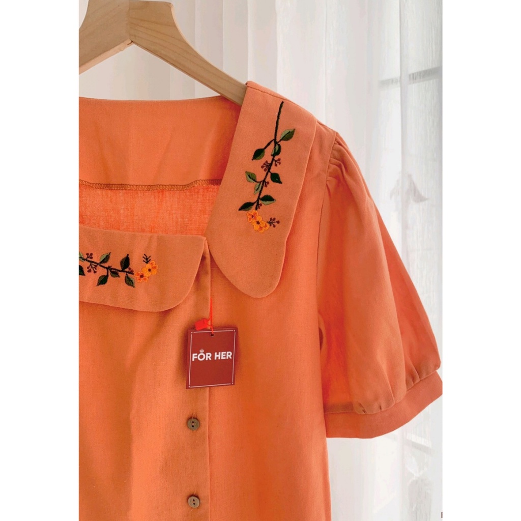 Áo Cổ Vuông FOR HER Nút Lệch AO0446