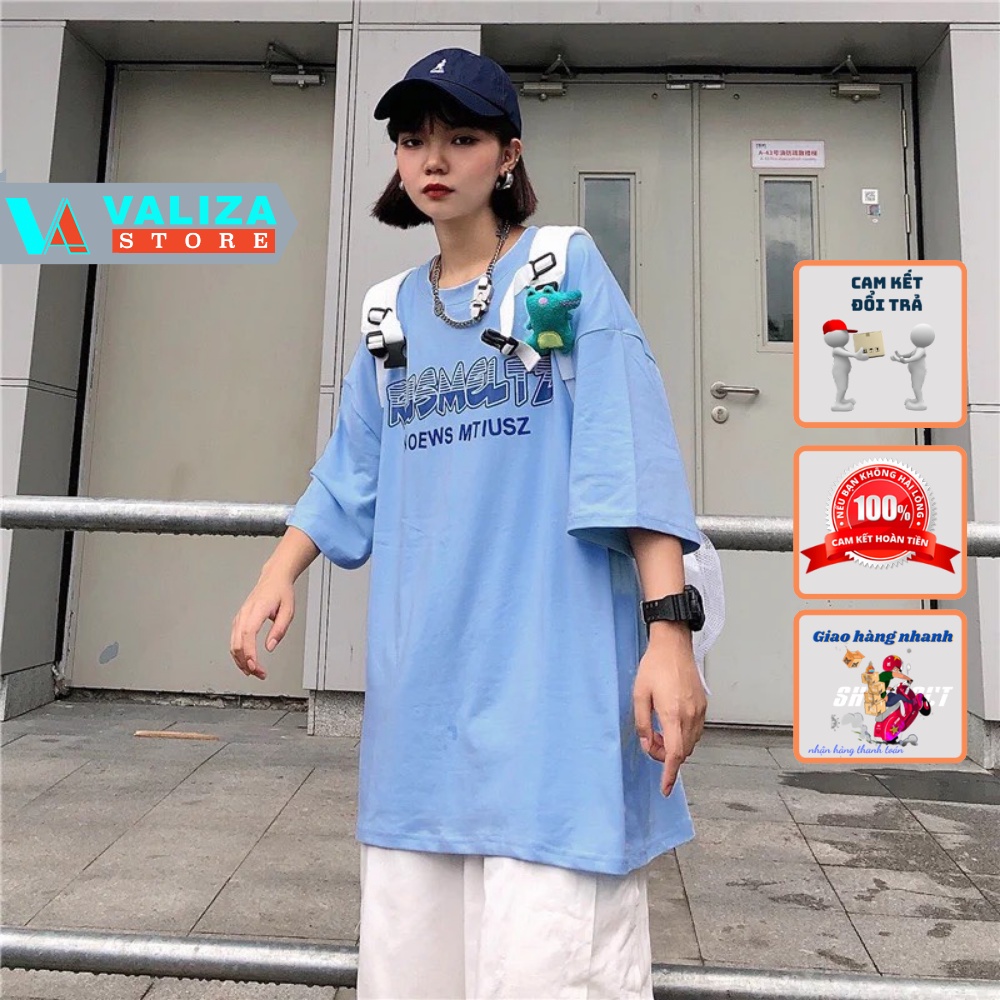 Áo thun form rộng nữ cổ tròn tay lỡ unisex chất liệu cotton thấm hút mồ hôi phong cách Hàn Quốc VALIZA ATL165
