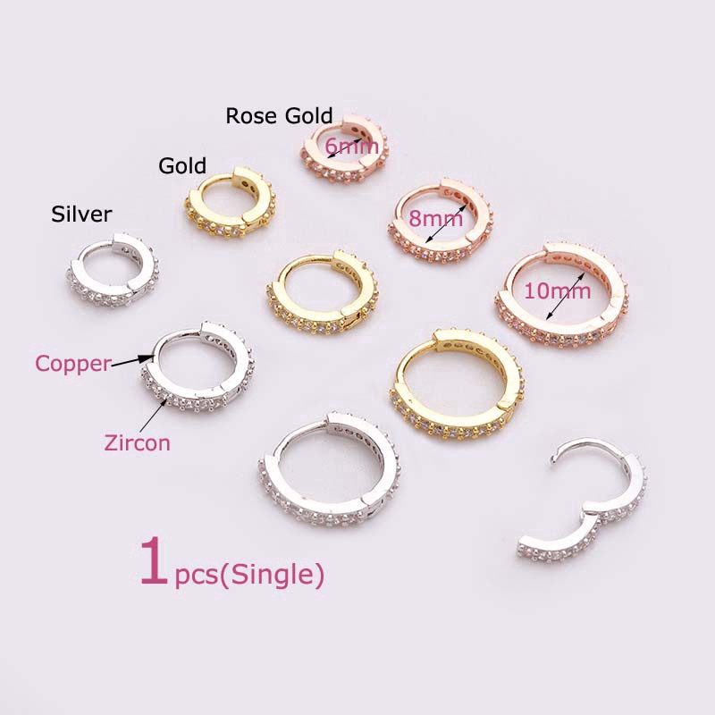 Khuyên tai đồng hình tròn 6-10mm cá tính