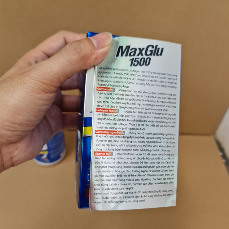 Maxglu 1500 Giúp phục hồi, tái tạo mô sụn khớp, tăng tiết dịch lọ 60 viên