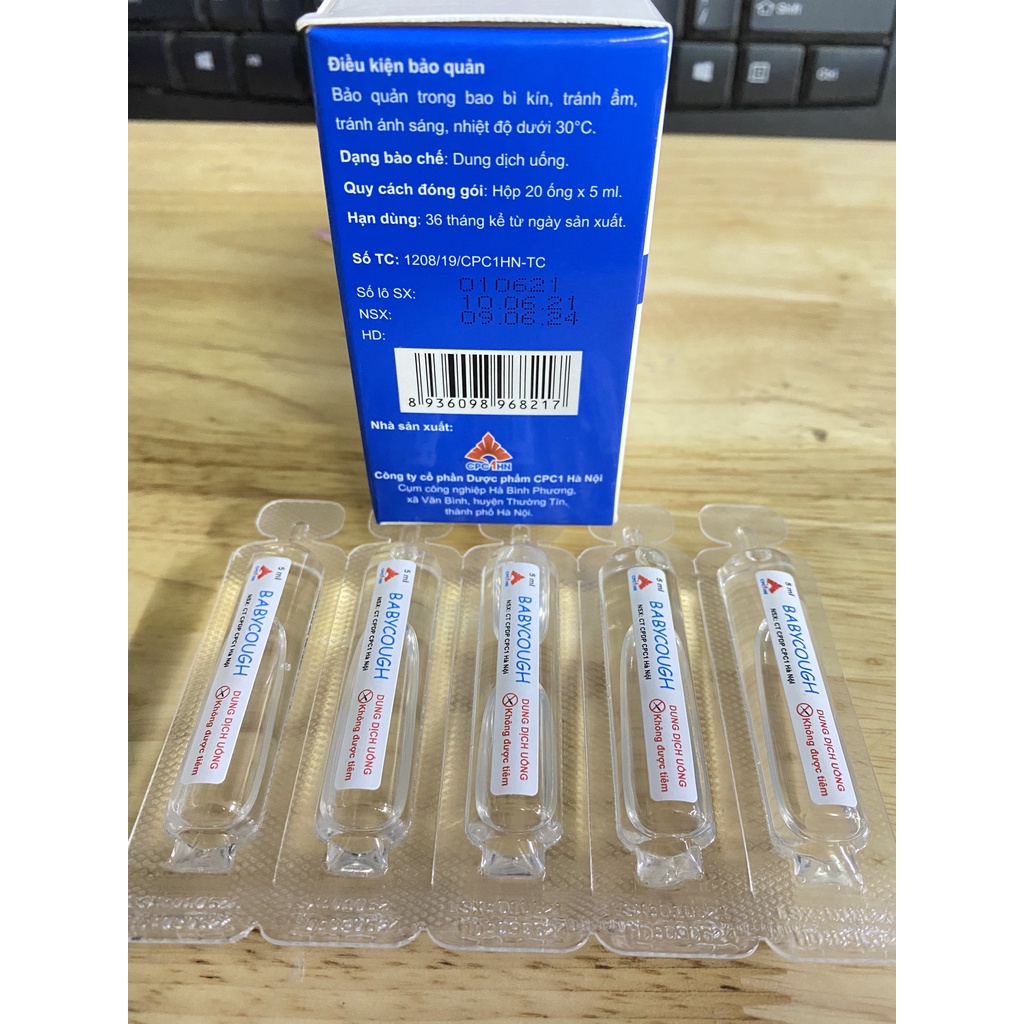 BabyCough  Giảm Ho Cho Trẻ Từ 03 Tháng Tuổi - Hộp 20 ống