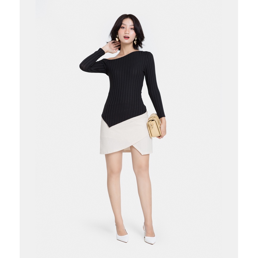 Áo thun nữ tay dài HNOSS form ôm thiết kế lêch vai HNATH020