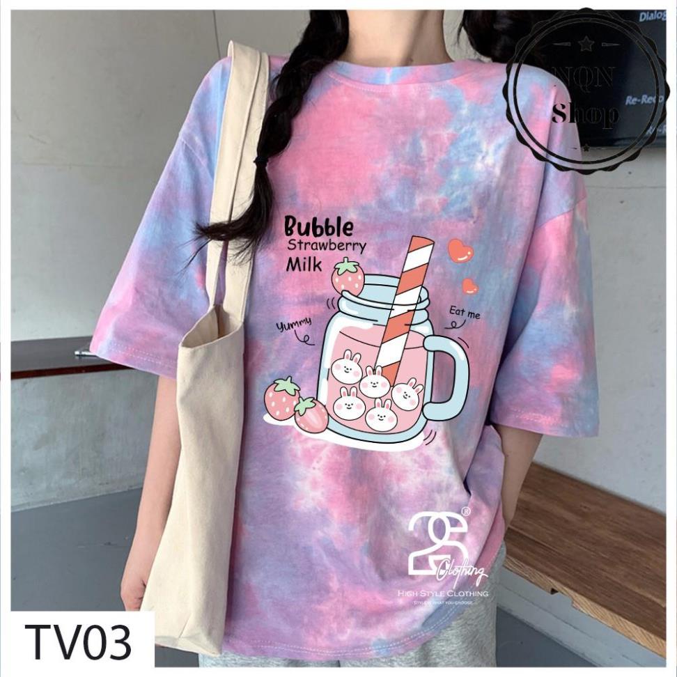 Áo Phông Nữ Giấu Quần Tay Lỡ Form Rộng NQN Shop Áo Thun Unisex Nam Nữ Cotton Oversize Giá Rẻ In Hình Dễ Thương TV03