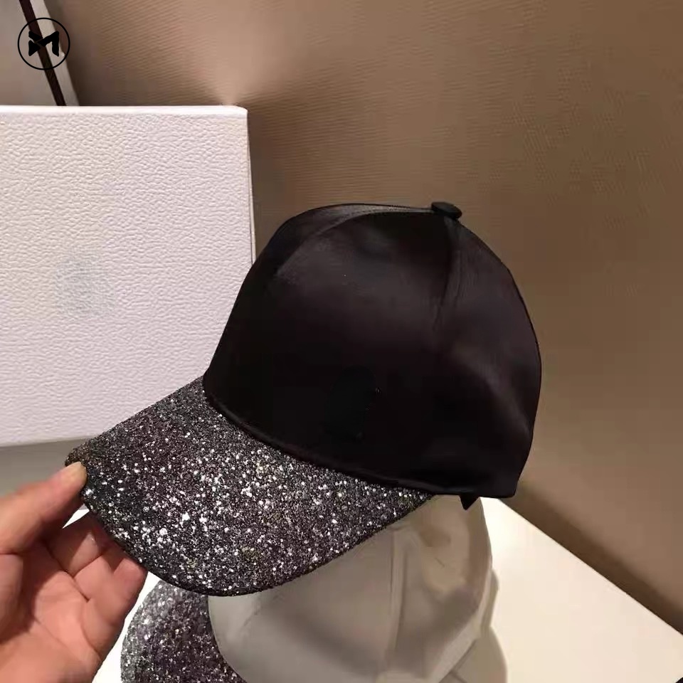 Mũ Lưỡi Trai Cotton Satin Chống Nắng Đính Sequin Chữ Thời Trang Hip Hop Phiên Bản Hàn Quốc
