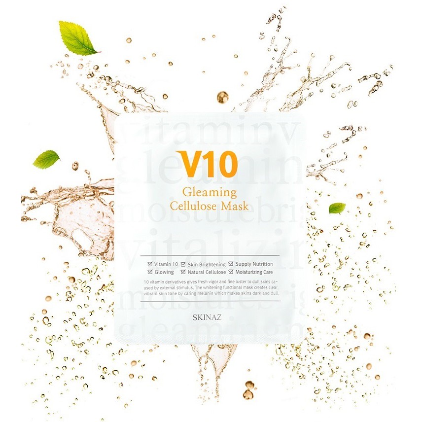 1 Miếng Mặt Nạ V10 Skinaz Hàn Quốc - V10 Gleaming Cenllulose Mask Skinaz