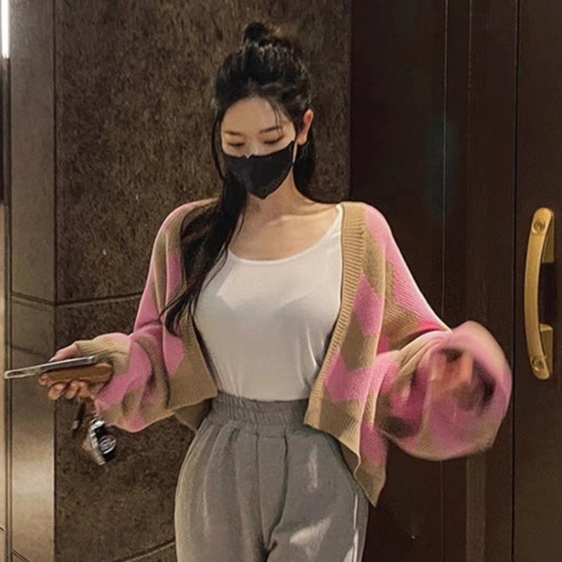 SUXI Áo Khoác Cardigan Dệt Kim Dáng Rộng Họa Tiết Kẻ Sọc Thời Trang Mùa Thu Phong Cách Hàn Quốc Cho Nữ