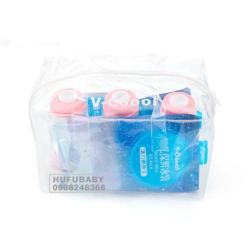 Túi đá lạnh V-Cool 400ml, Túi đá gel lạnh đá làm đặc chứa đầy nước bảo quản sữa mẹ cho bé
