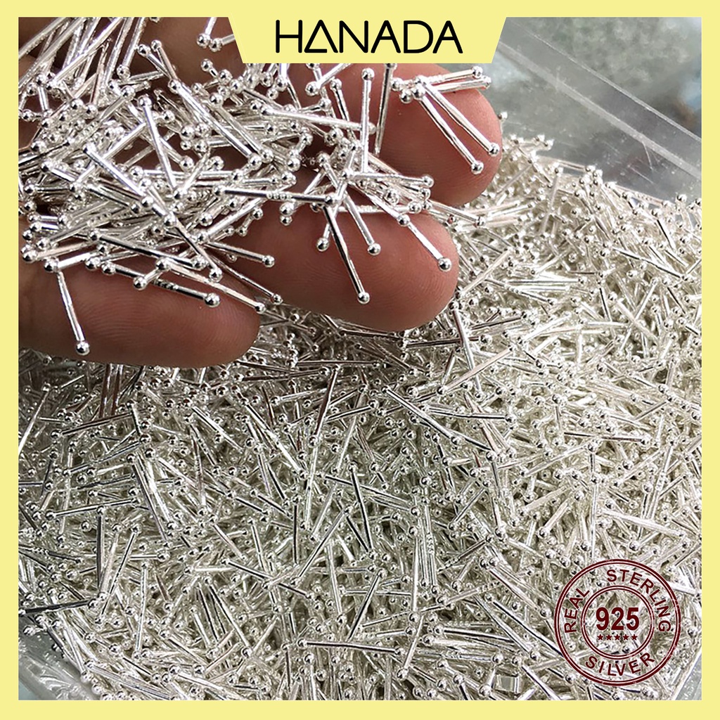 Bông Tai Bạc Nguyên Chất Giữ lỗ Hanada Bông Hai Đầu Bi Khuyên Đeo Mũi Nam Nữ 1058