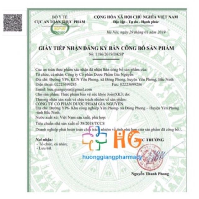 Joint XK3 - giảm triệu chứng đau nhức, viêm khớp, hạn chế thoái hóa khớp, tái tạo sụn khớp và tăng tiết dịch khớp