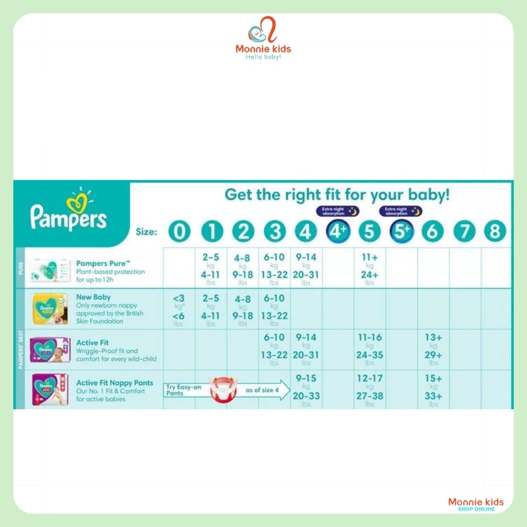 Bỉm quần cho bé Pampers UK Active Fit, tã quần size 4-84/ 5-68/ 6-60 miếng - Monnie Kids