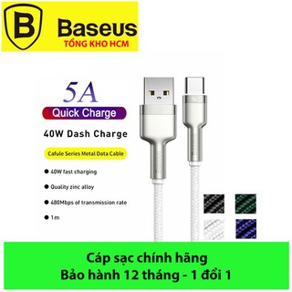 Dây sạc nhanh Baseus 40W Type C, Cáp sạc nhanh Baseus PD 40W Metal Charging Cables USB To Type-C Charger Data