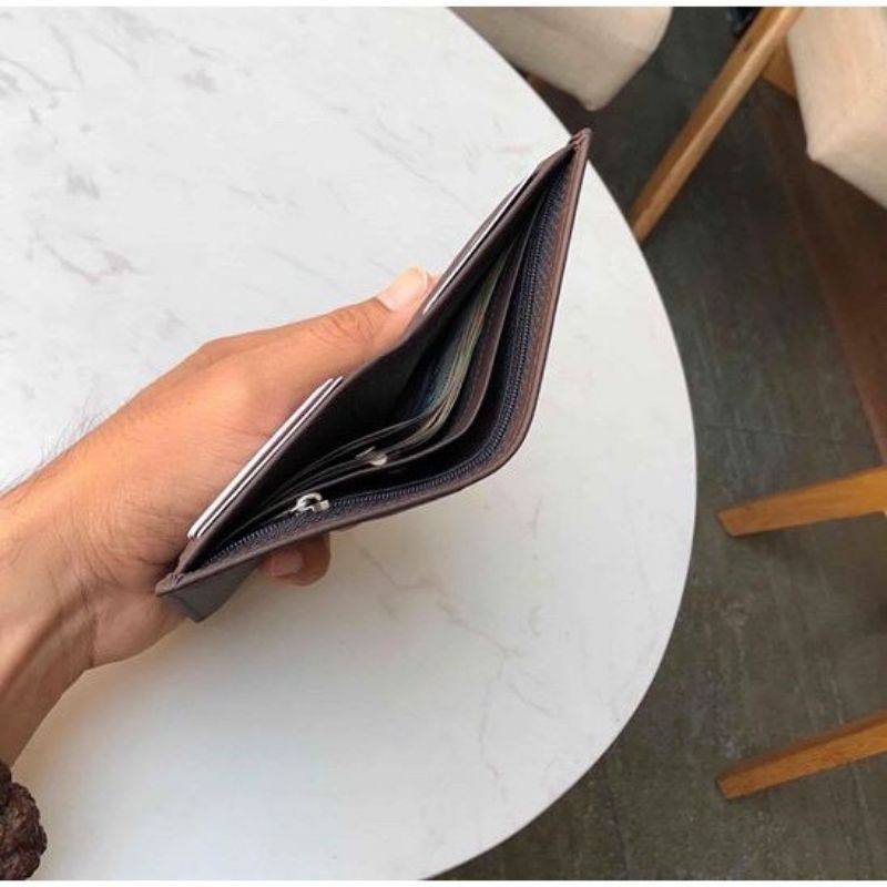 Ví nam da nappa cao cấp khắc tên theo yêu cầu phong cách thời trang công sở có dây kéo  BH 12 tháng