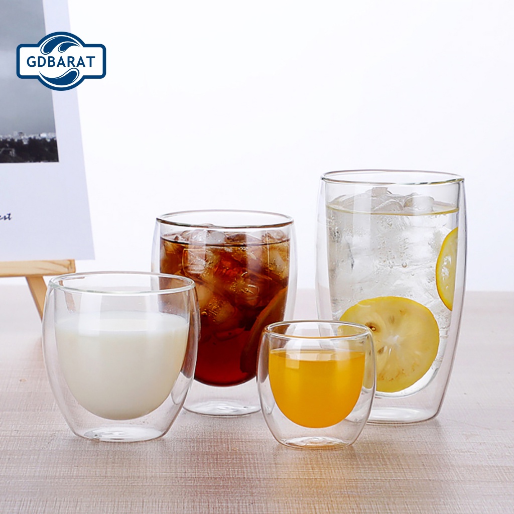 [NYCA Stock] Cốc Uống Sữa Hai Lớp Bằng Thủy Tinh Bề Mặt Mịn