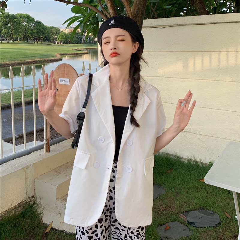 Áo khoác Blazer UNDERCOOL 1 lớp ngắn tay form rộng xinh xắn