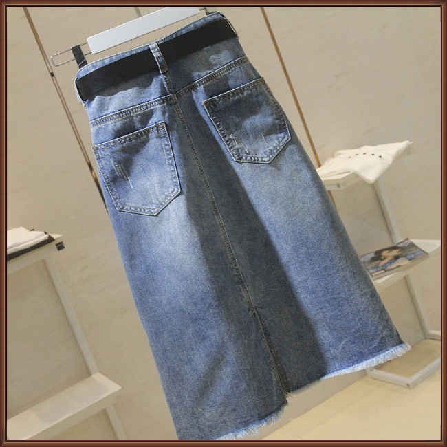 Chân váy jean Dáng Chữ A Lưng Cao Thiết Kế Xẻ Tà Thời Trang Mùa Hè Cá Tính Cho Nữ