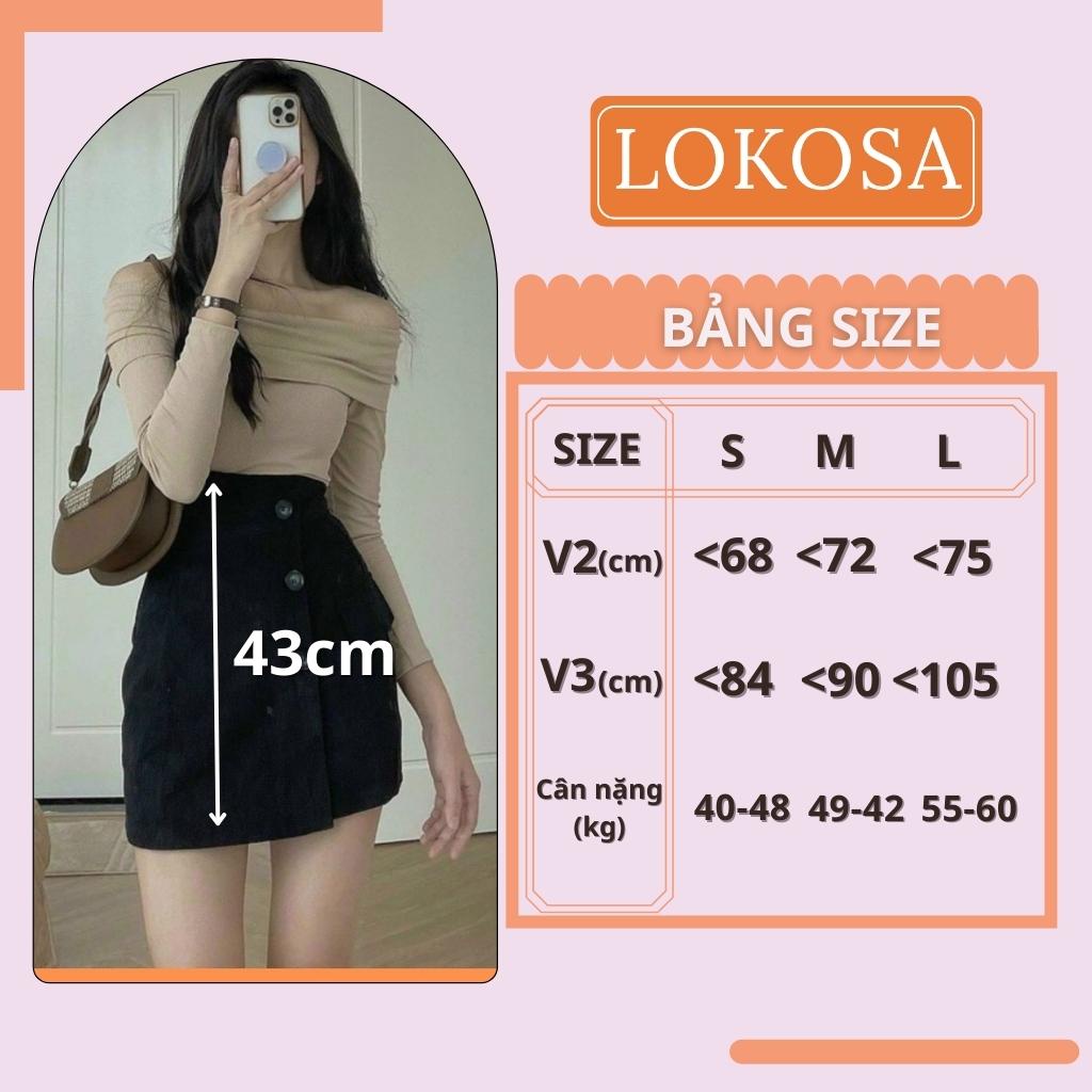 Quần Giả Váy LOKOSA Chân Váy Công Sở Chữ A Ngắn Dáng Xòe Cạp Cao Thiết Kế Vạt Chéo CV007