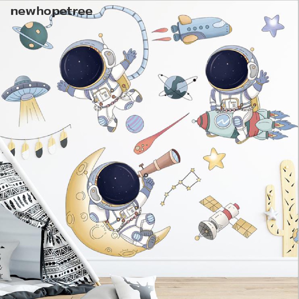 newhopetree Removable Cartoon Space Astronaut Wall Stickers for Kids room Nursery Wall Decor OIK