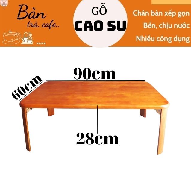 Bàn gỗ xếp gọn chân bánh mỳ 90x60x28cm, bàn gỗ xếp gọn đa năng,  bàn ăn thấp dài 90cm, bàn học thấp 