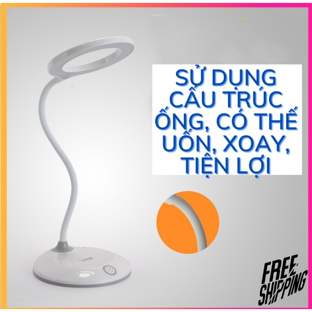 [NỘI ĐỊA TRUNG] Đèn bàn tích điện Kangming KM-6702 LED ba chế độ sáng, làm mờ, phù hợp đọc sách hoắc để phòng ngủ